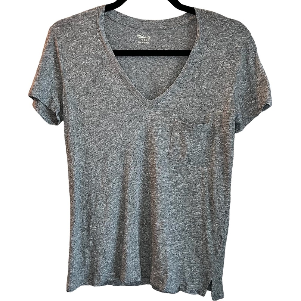 Madewell Gray V Neck 100% Cotton Tee Shirt Women Size XS